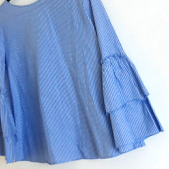 Loft Striped Tie Back Bell Sleeve Top #0510 - Picture 2 of 7